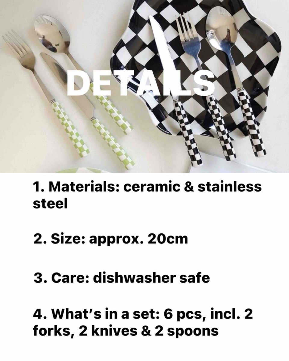 6 - Pack Modern Checkered Flatware Sets