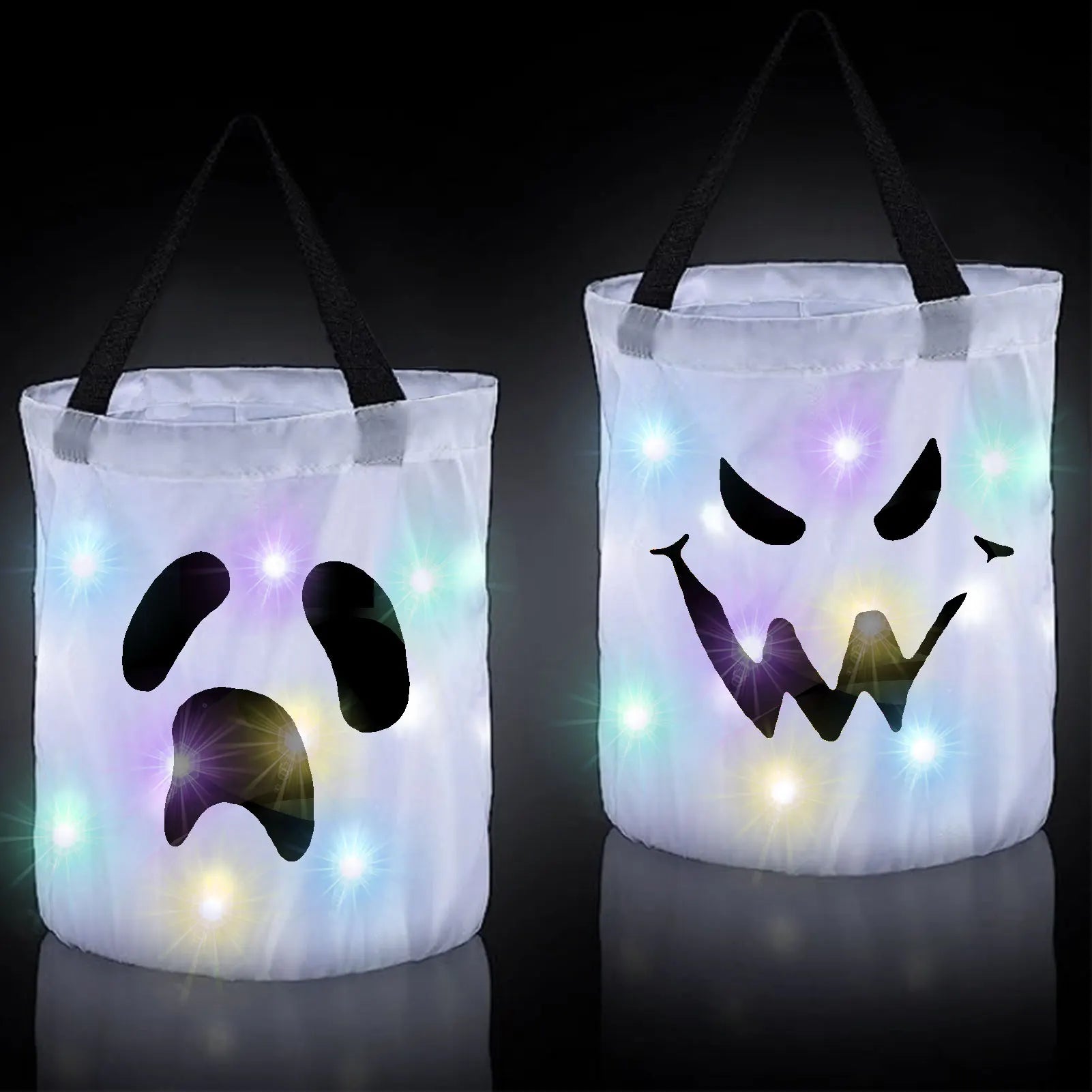 LED luminous pumpkin bag Halloween decoration pumpkin candy bag Foldable decorative item tote bag
