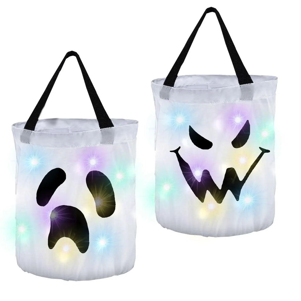 LED luminous pumpkin bag Halloween decoration pumpkin candy bag Foldable decorative item tote bag